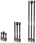 Pro Grade Impact Socket Adapter Set With One Quarter Inch Drive Three Eighth Inch Drive And One Half Inch Drive Includes Three Six And Twelve Inch Extensions For Drill Socket Adapters To Torque Wrench Use Heavy Duty Driver Adapters For Tight Spaces, showing three lengths of adapters.
