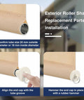 Outdoor Roller Shade Replacement Parts Kit With Tie Downs And End Cap Ring for installation guidance in sand color