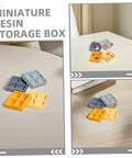 Four Piece Miniature Dollhouse Platter Set With Realistic Four Grid Resin Box For Candy And Nuts on display table