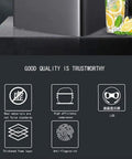 Heavy Duty Countertop Ice Maker Cranks Out Fifty Five Pounds Of Fresh Cube Ice Daily With Ridiculously Fast Twelve Minute Batch And Zero Drama Auto Clean System features quality assurance icons.