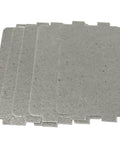 Five Pack Waveguide Covers For Microwave Ovens Mica Sheet Replacement Part Universal Microwave Repair Shield Helps Protect Magnetron From Splashes Ideal For Home Kitchen Office And Restaurant Use Two And A Quarter Inch By Four And Five Eighths Inch. Front view of five mica sheets.