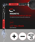 Magnetic screwdriver bit set, 10-piece, 3-inch bits; Phillips #1–3 and slotted, S2 steel, 1/4" hex shank, Amazon brand.