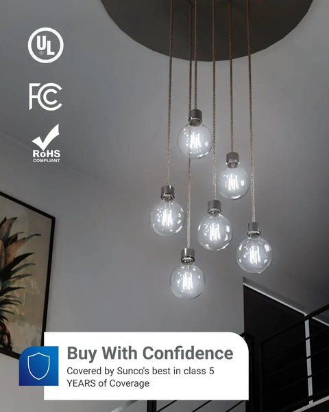 10 Pack G25 LED Vanity Light Bulbs Dimmable Filament Edison Globe For Bathroom And Bedroom 5000K Daylight chandelier