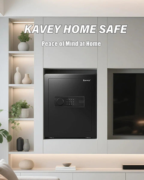 Installed 2.0 Cub Safe Box With Backlit Touch Screen Keypad, Dual Alarm System in home setting, built tough steel security safe