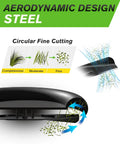Diagram of mulching lawn mower blades for 42 inch deck with 6 point star design showing aerodynamic steel structure and grass cutting efficiency.