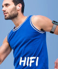 Man wearing 32GB Clip On MP3 Player With Bluetooth 5.3 For Sports, A65 Pedometer Music Player clipped to arm during workout