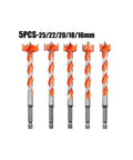 Extended Forstner Drill Bits 16 To 25mm Hex Shank Kickass Heavy Duty Carbide Tipped Deep Wood Boring Holes 128mm Long One Or Five Pc Set, 5-piece with hex shank.