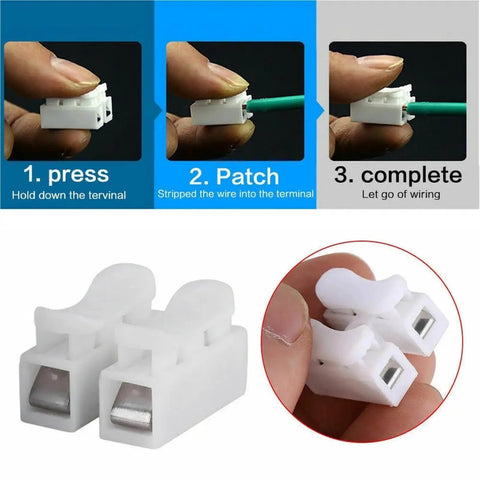 Close-up view of 20 Pack Spring Wire Connector Cable Clamp Terminal Block Kit for DIY Wiring Projects CH2 Compatible.