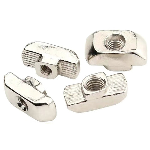 Durable Heavy Duty 50 Pack M6 T Nuts Hammer Head T Slot Nuts Drop In Nickel Plated Carbon Steel For European Aluminum Profiles