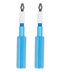 Pro Grade Floor Skiving Knife With 4 HSS Blades Aluminum Alloy Handle, two blue handled tools with knurled grips on white background.