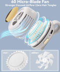 Ultra Quiet Mini Bladeless Portable Neck Fan With Hands Free Clip, 60 micro-blade fan, airflow demonstration