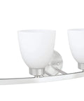 Four Light Metal Bathroom Vanity Wall Light Fixture In Oil Rubbed Bronze With Frosted Glass Shades Approx 28.5 Inches Wide