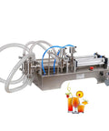 Heavy Duty Stainless Steel Liquid Filler Double Head Pneumatic Bottle Machine With Foot Pedal for precise pouring of liquids.