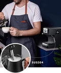 Compact Latte Machine With 20 Bar Espresso Semi Automatic Milk Frother Steam Wand 1250W shown on countertop with barista