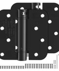 Self Closing Door Hinges 4 Inch Matte Black Spring Loaded Five Eighth Inch Radius Corners Adjustable Tension With Screws 2 Pack