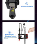 Heavy Duty Manual Arbor Press Machine With Ball Bearing Design view showing adjustable hexagonal screws and mold hole.