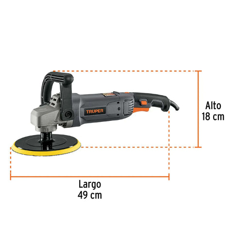 Side view of 7 Inch 1200W Polisher With Variable Speed, D Handle, Ball Bearing Motor, Pro Grade for Paints Metals Plastics Fiberglass