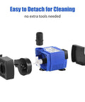 Small Submersible Fountain Pump For Aquariums And Outdoor Fountains, 80 GPH Adjustable Flow shown disassembled for cleaning