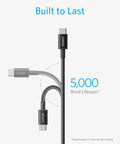 Anker USB-C to USB-C charging cable, 10ft, 100W, braided black, two USB-C ends visible