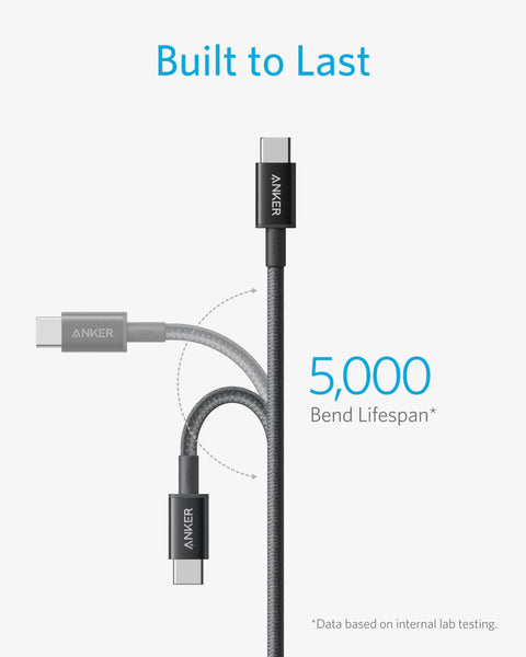 Anker USB-C to USB-C charging cable, 10ft, 100W, braided black, two USB-C ends visible