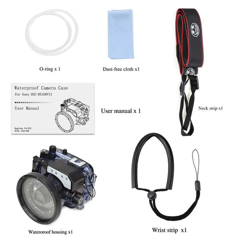 Underwater Camera Housing For Sony RX100 VII With IPX8 40m Depth, Waterproof Case For Diving Surfing And Water Sports, accessories included