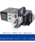 Badass Heavy Duty Electric Terminal Crimping Machine Featuring Nine Precision Replacement Dies For Lightning Fast Wire Stripping Cutting And Smooth Jobs. Close-up view of machine controls and crimping mechanism.