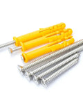 M8 Expansion Tube Wall Anchors Kit With Flat Countersunk Screws 50 Piece DIY Drywall Anchors, yellow zinc-plated anchors and screws