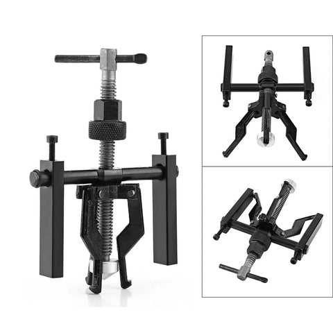 Heavy-Duty 3-Jaw Inner Bearing Puller Tool Set For Removing Sleeve Bushings And Car Auto Motorcycle Parts, forged carbon steel, mechanical use.