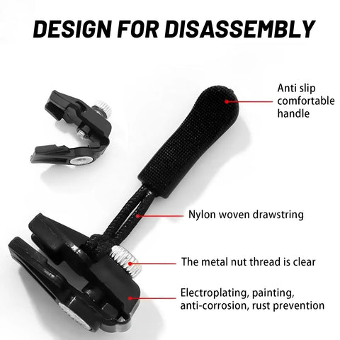 Zipper Repair Kit With Three Size Replacement Zipper Heads For Size 3 5 8 Nylon Metal Zippers quick install tool with handle