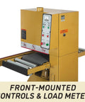Heavy Duty 16 Inch Open End Belt Sander 5 Hp 230V Single Phase Beast with front-mounted controls and load meter.
