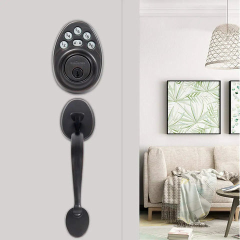 Oil Rubbed Bronze Front Door Lock Set With Keyless Entry And Handle Electronic Keypad Deadbolt Smart Lock For Front Door