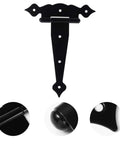 Three Piece T Shaped Rustproof Iron Door Hinges Set For Shed Or Gate Doors In 5, 6, 8 Inch Sizes with Eight Positioning Screw Holes