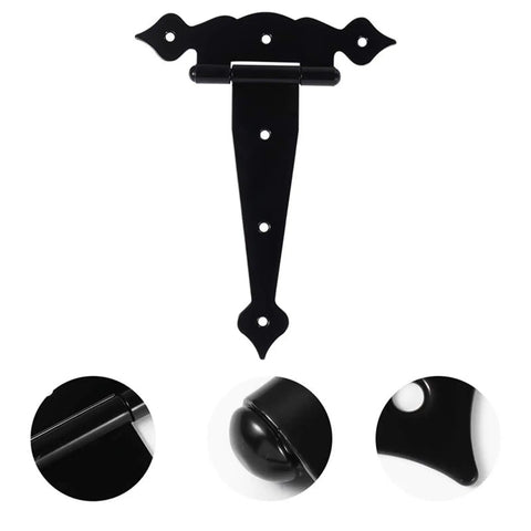 Three Piece T Shaped Rustproof Iron Door Hinges Set For Shed Or Gate Doors In 5, 6, 8 Inch Sizes with Eight Positioning Screw Holes
