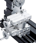 Precision Mini Metal Lathe 60W 12000 RPM Four Axis Micro Machining Tool with detailed metal components and dials.