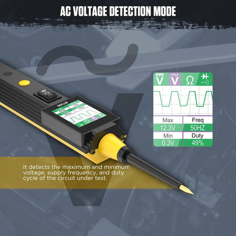 All In One Pro Grade Car Electrical Tester Kit For 12V And 24V Systems Digital Voltage Meter Multimeter displaying AC voltage detection mode