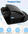 Waterproof ABS Solar Cable Entry Gland Double Pack For RV Campervan Boat Roof, black with dimensions and features shown