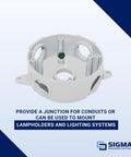 Weatherproof Round Metal Electrical Outlet Box With Five Half Inch Knockouts 16 Cu In Capacity White Finish Easy Mount
