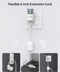Slim 6 Inch Extension Cord With 3 Outlets And 900J Surge Protector 15 Amps 1875 Watts ETL Listed Grounded Plug Flat Face
