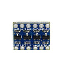 10 Pack 4 Channel IIC I2C Logic Level Converter Bi Directional 3.3V To 5V Shifter Module For Arduino And Microcontrollers Safe Bidirectional Level Shifting For I2C And GPIO Signals, top view of blue electronic board with connectors
