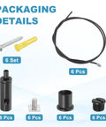 Six Set Ceiling Hanging Wire Cable Kit With 1.6ft Adjustable Suspension and Square Mount Screw Kit, black components