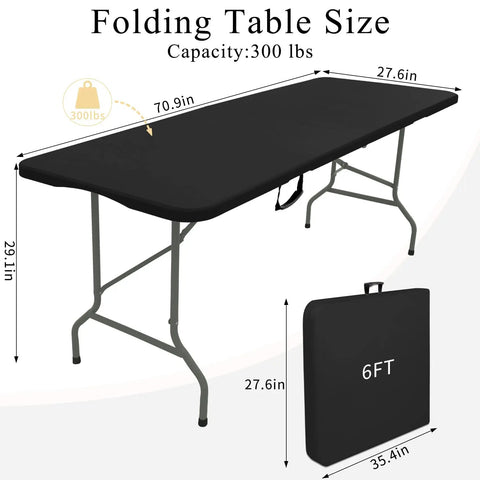 Portable 60 Inch Folding Table With Steel Legs Black Lightweight For Indoor Outdoor Parties Weddings Dining And Events Carries Handle Easy Setup Fits Up To Six People Go To Choice For Any Occasion
