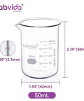 Six Pack 50Ml Thick Glass Beaker Set With 3.3 Boro Borosilicate Griffin Low Form Double Scale Graduation Marks For Chemistry