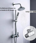 Built Tough 304 Stainless Steel Shower Head Shut Off Valve Half Inch Female To Male Npt Thread Mini Ball Valve mounted in bathroom.