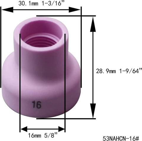 Champagne R Type TIG Alumina Ceramic Nozzles Cups No Thread Design For No Fuss Arc Starts And Clearer Visibility Five Eighth Inch Sixteen Millimeter