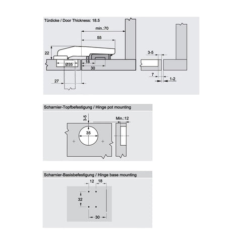 Heavy Duty Blind Corner Stollen Hinges With Smooth Hydraulic Soft Close Damper 95 Degree Angle 35mm cup hinge mounting diagram