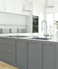 Modern kitchen with gray cabinets featuring 10 Pack Brushed Nickel Cabinet Knobs and Silver Gold Knobs for Cabinets and Drawers