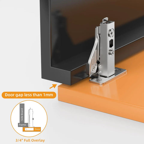 10 Pack Full Overlay Soft Close Concealed Hinges With Clip On Plate For Face Frame Cabinets, showing 3/4" full overlay installation.