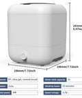 Portable Mini Washing Machine For Small Loads, Rechargeable Compact Washer dimensions and specifications chart