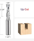 SpeTool spiral router bit, up-cut, 3/8 in diameter, 1/2 in shank, solid carbide