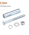 1/4 Inch Hex Nut Sleeve Anchors, 2-1/4 Inch Length, 20 Pack For Concrete Dry Brick And Block Walls, Carbon Steel Silver Finish